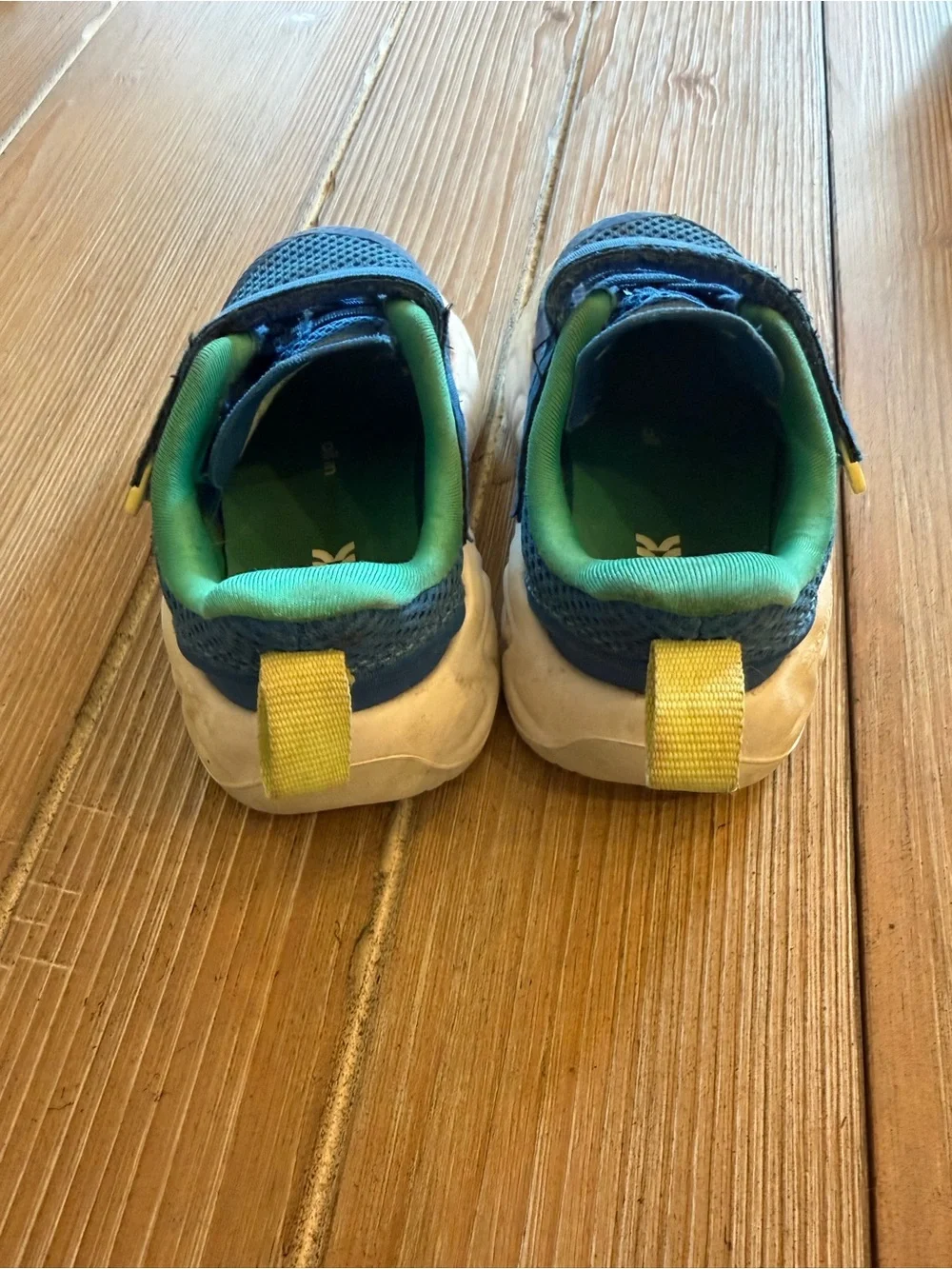 all in motion Blue and Green Kids Athletic Sneakers with Hook-and-Loop Strap